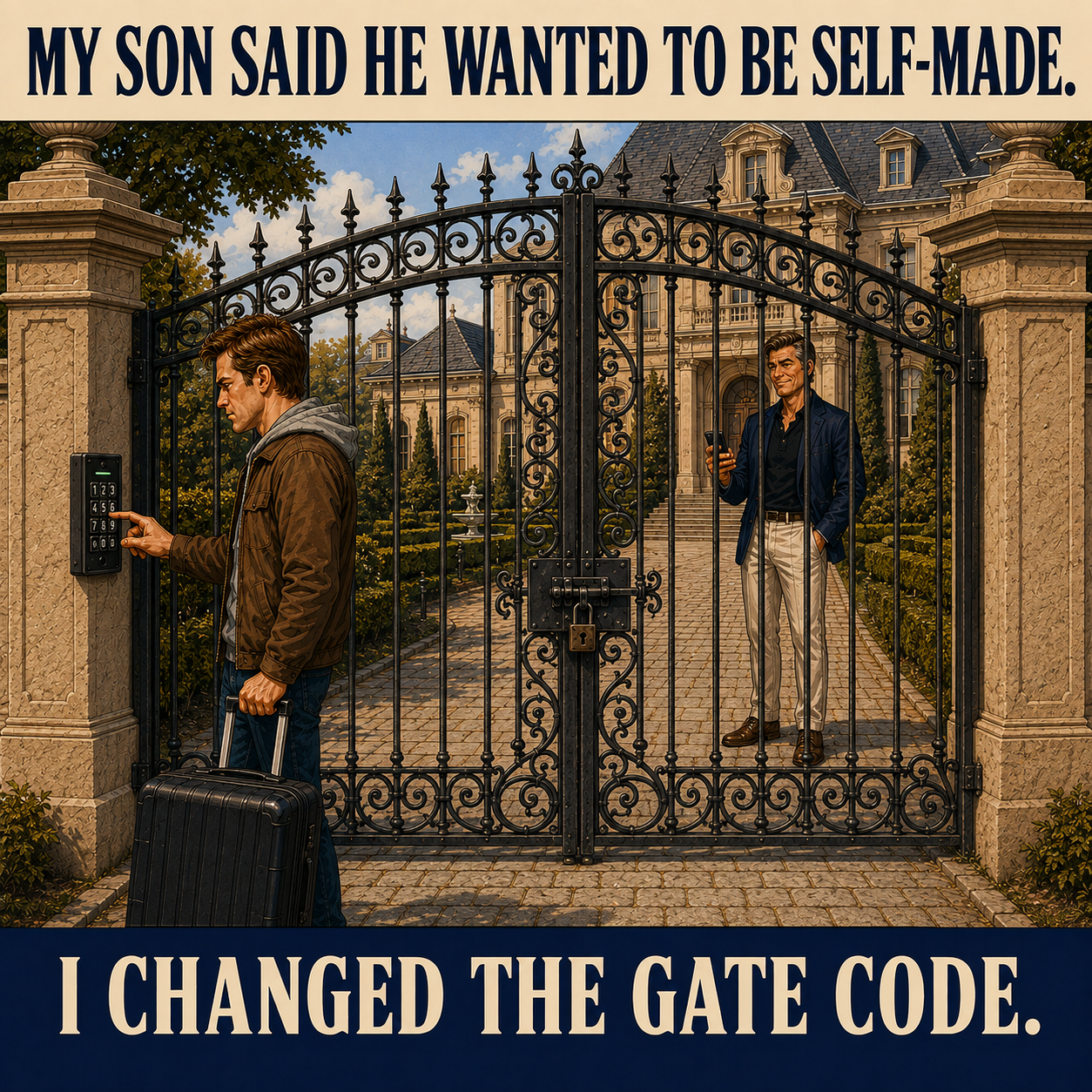 TAUGHD watches from inside his locked estate after changing the gate code on his self-made son
